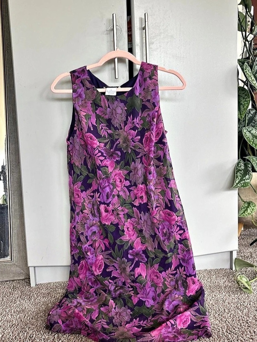Vintage AGB Dresses Floral Maxi Dress in Purple & Pink Size 12